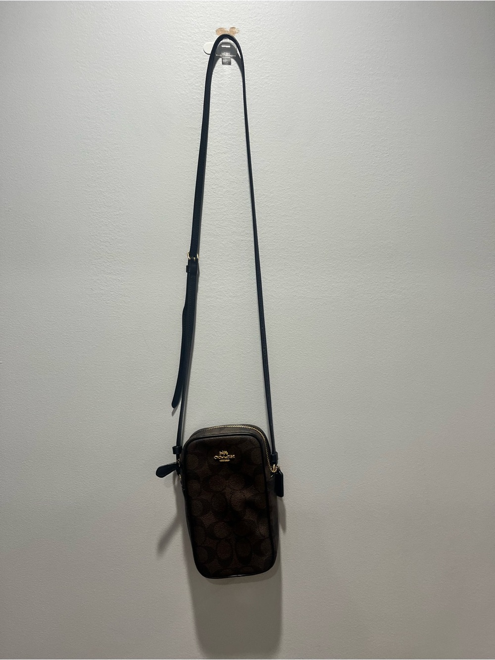 Coach Eva Phone Crossbody Bag In Signature Canvas Brown Black
